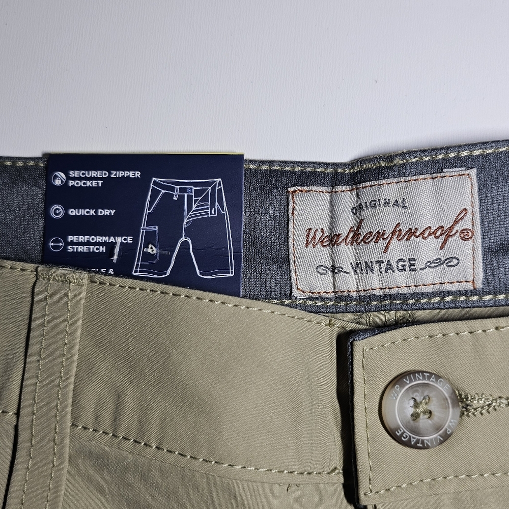 Weatherproof Vintage Men's Flat Front Gray Stretch Trail Short. - Picture 3 of 13